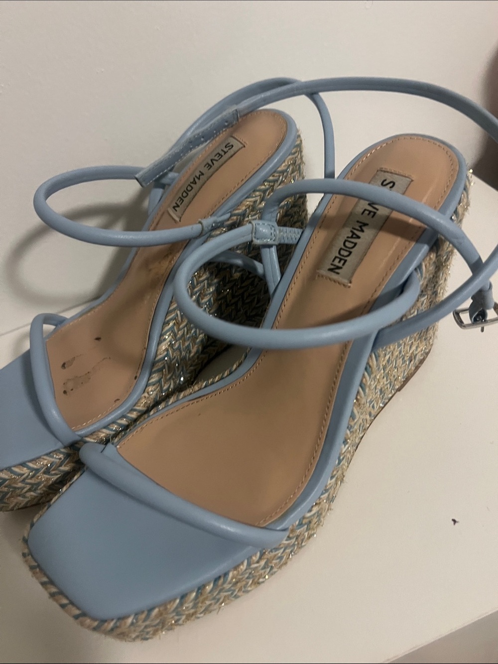 Steve Madden Baby Blue Espadrille Wedge Sandals